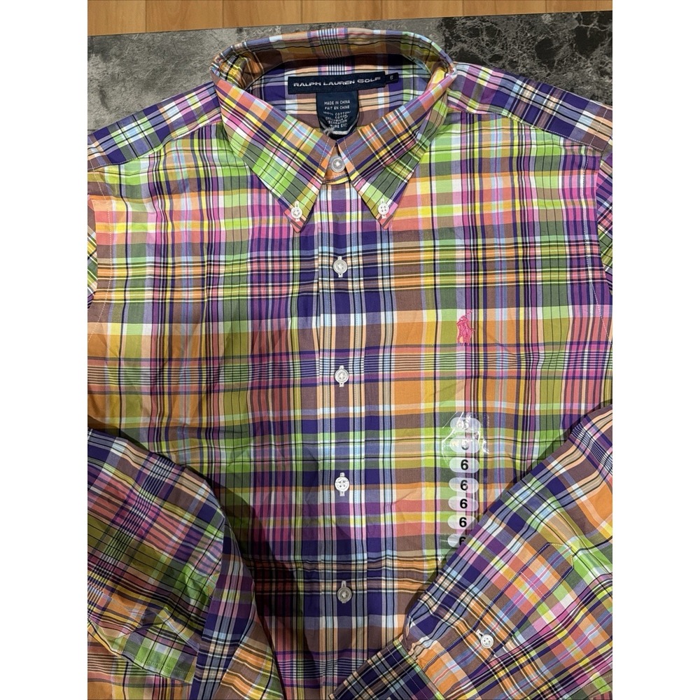 Ralph Lauren Golf Multi‎ Color Plaid  Button Down Long Sleeve Shirt Youth Sz 6